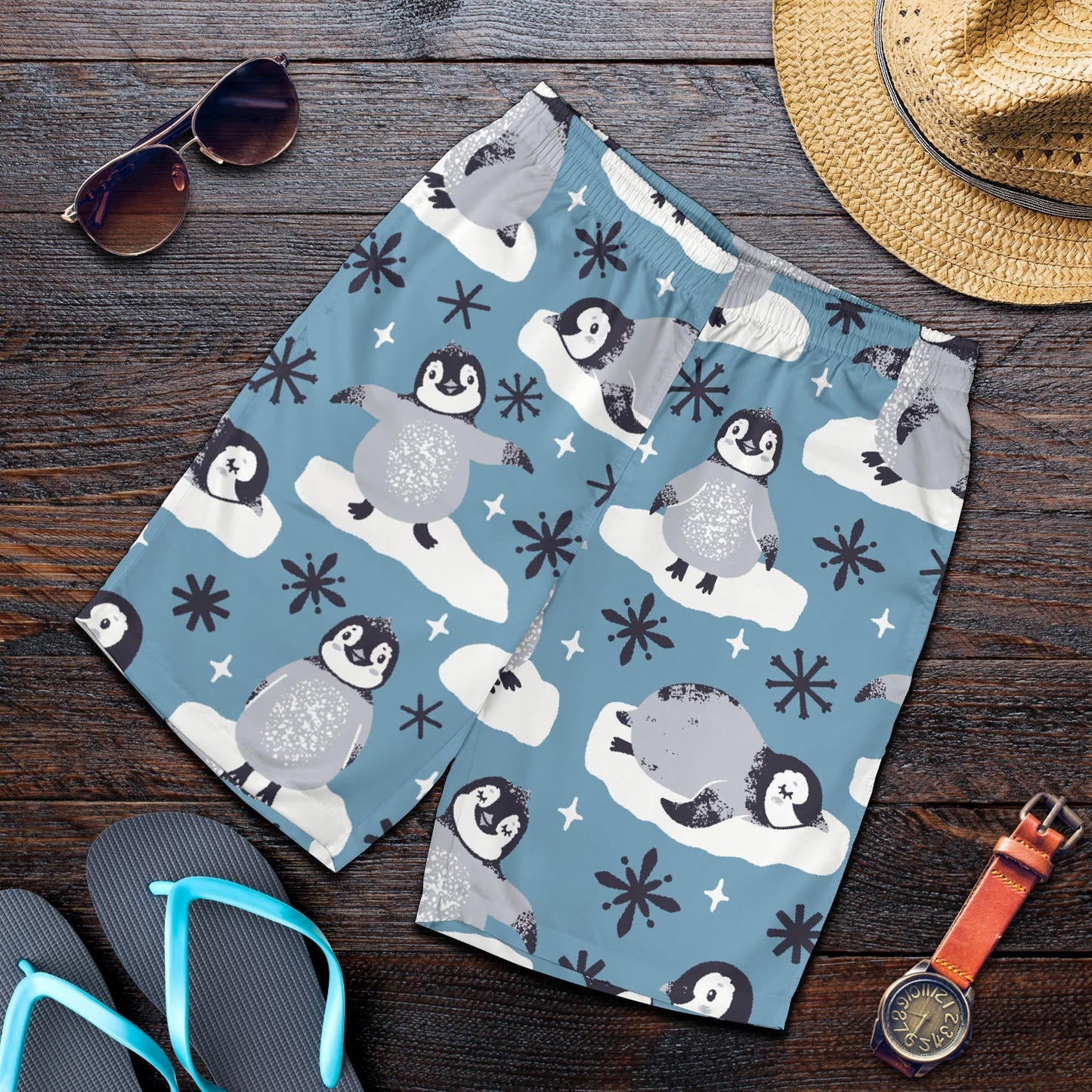 Penguin Pattern Print Design A05 Mens Shorts