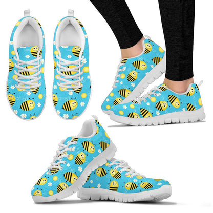 Bee Pattern Print Design BEE06 Sneakers White Bottom Shoes