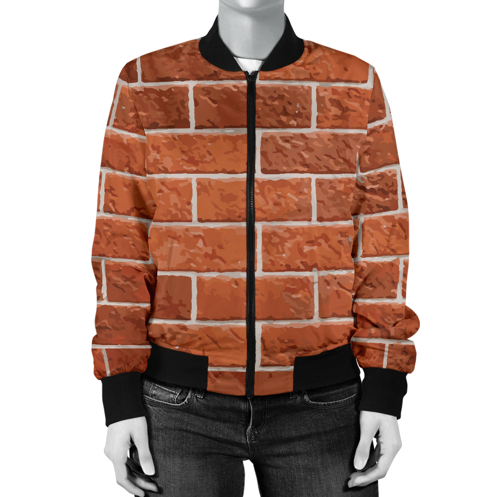 Brick Brown Pattern Print Design 02 Women's Bomber Jacket