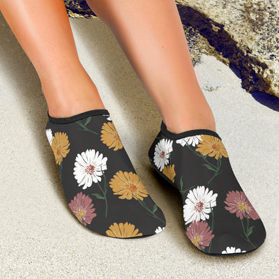 Daisy Pattern Print Design DS04 Aqua Water Shoes