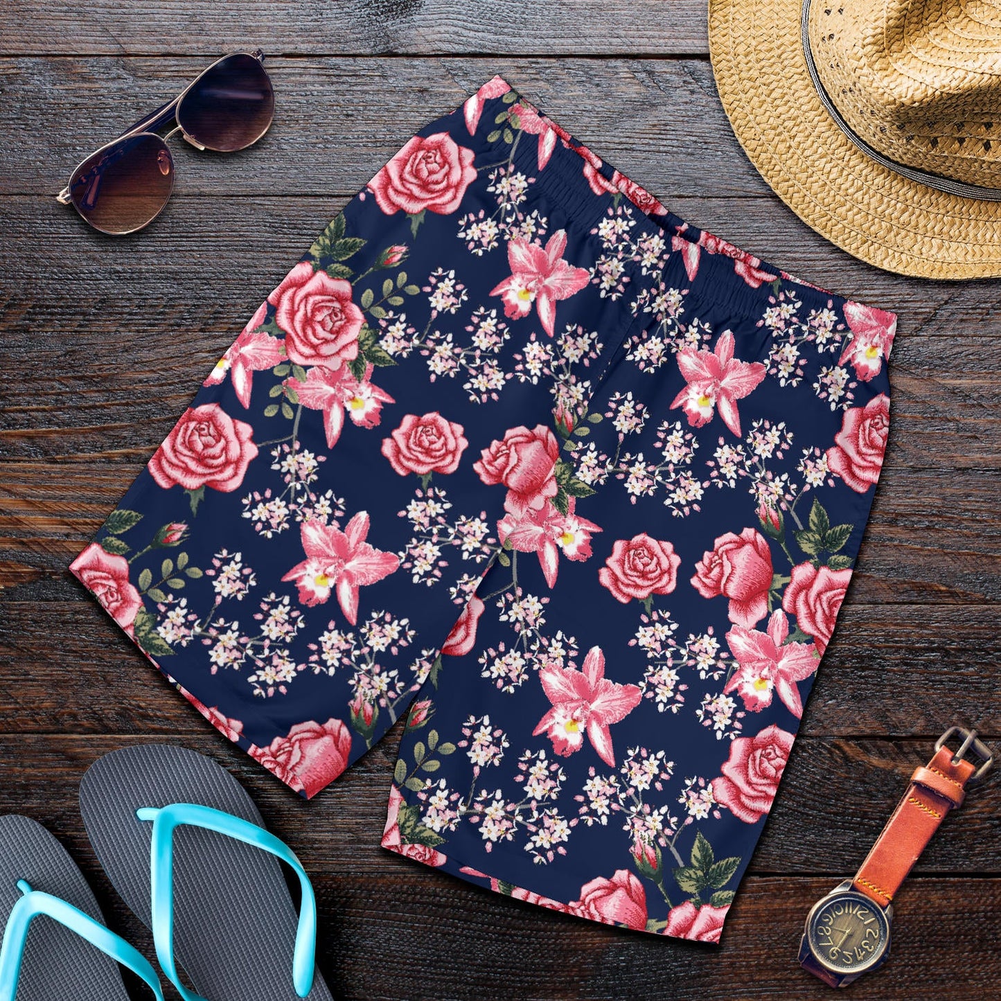 Rose Pattern Print Design A05 Mens Shorts