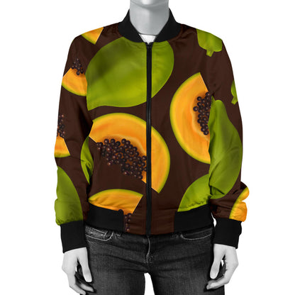 Papaya Pattern Print Design PP04 Women Bomber Jacket