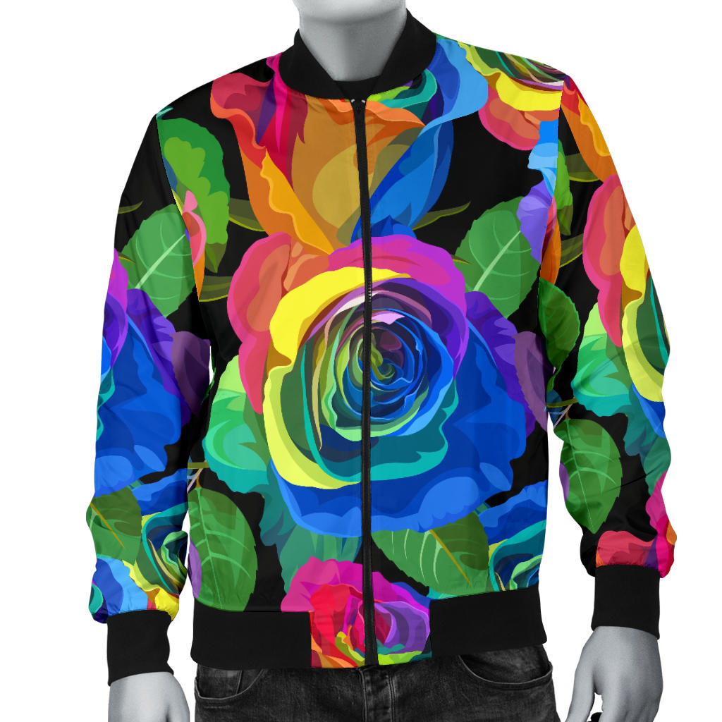 Rose Pattern Print Design RO02 Men Bomber Jacket