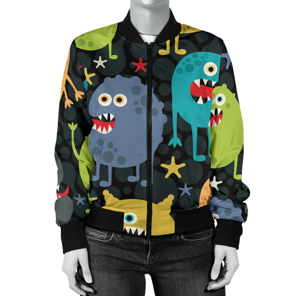Monster Pattern Print Design 01 Women's Bomber Jacket