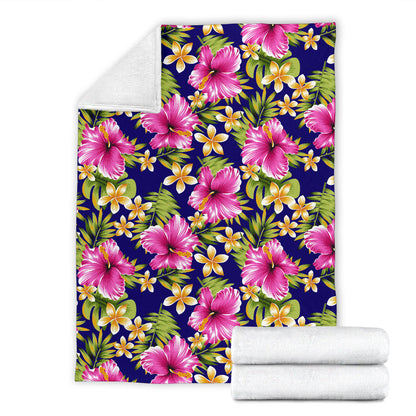 Pink Hibiscus Pattern Print Design HB027 Fleece Blanket