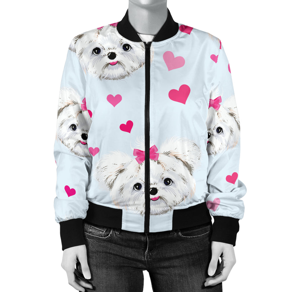Maltese Pattern Print Design 03 Women's Bomber Jacket