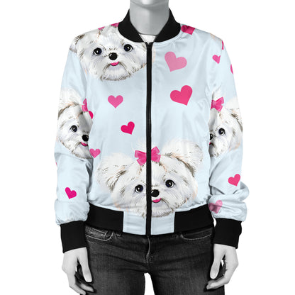 Maltese Pattern Print Design 03 Women's Bomber Jacket