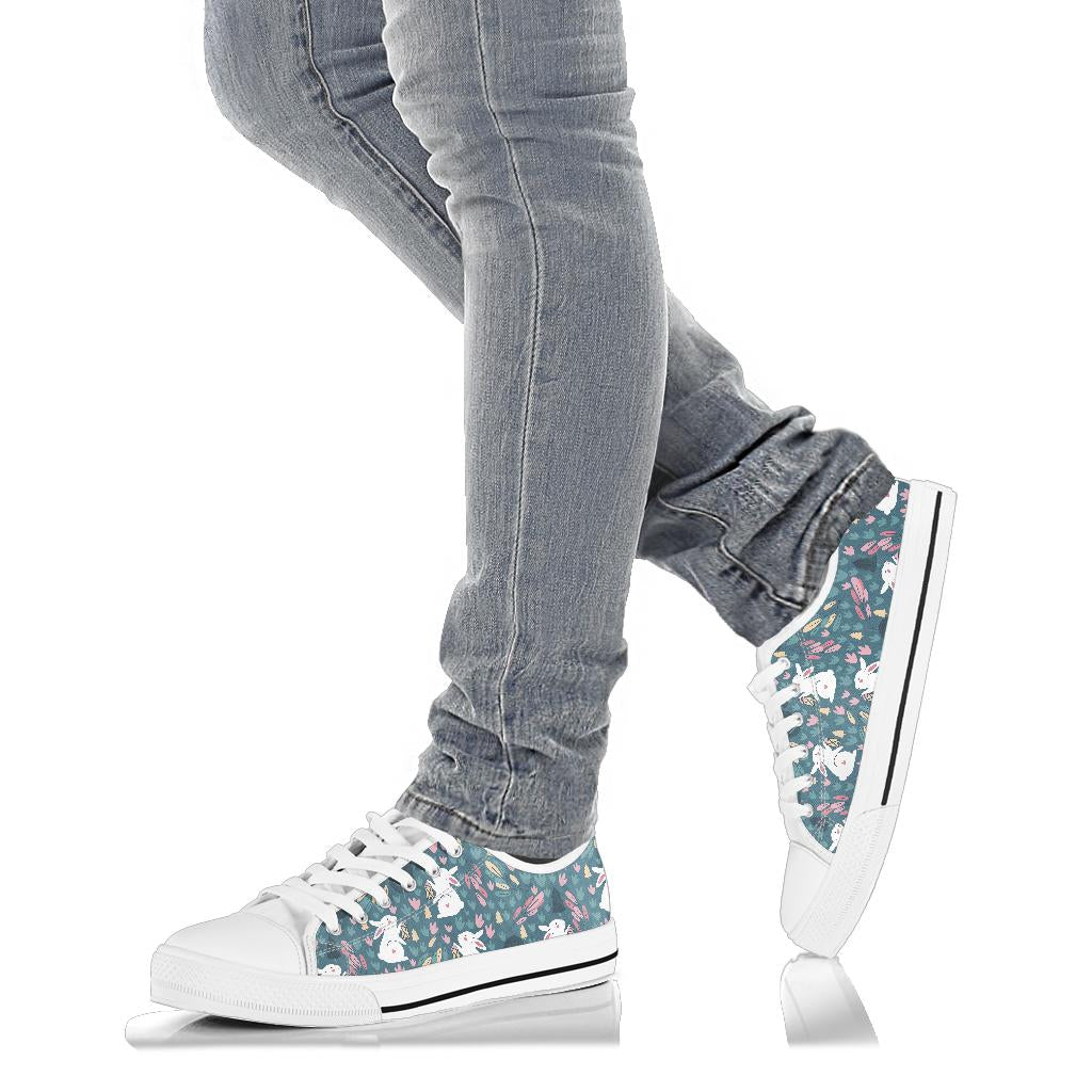 Rabbit Pattern Print Design RB013 White Bottom Low Top Shoes