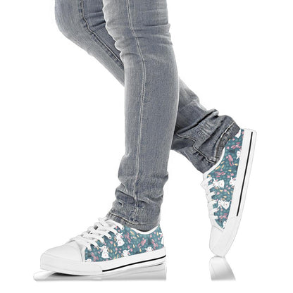 Rabbit Pattern Print Design RB013 White Bottom Low Top Shoes