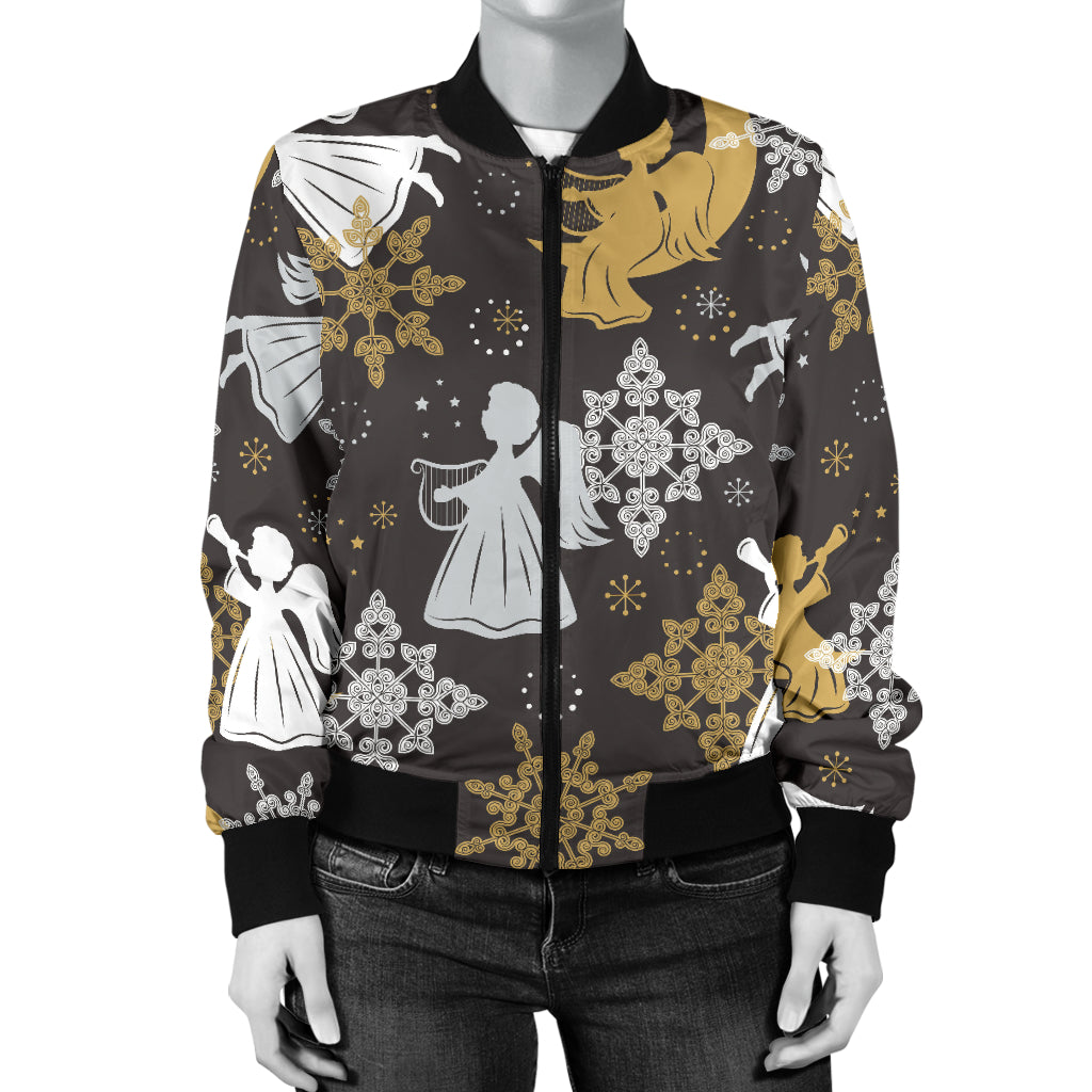 Angel Pattern Print Design 04 Women's Bomber Jacket