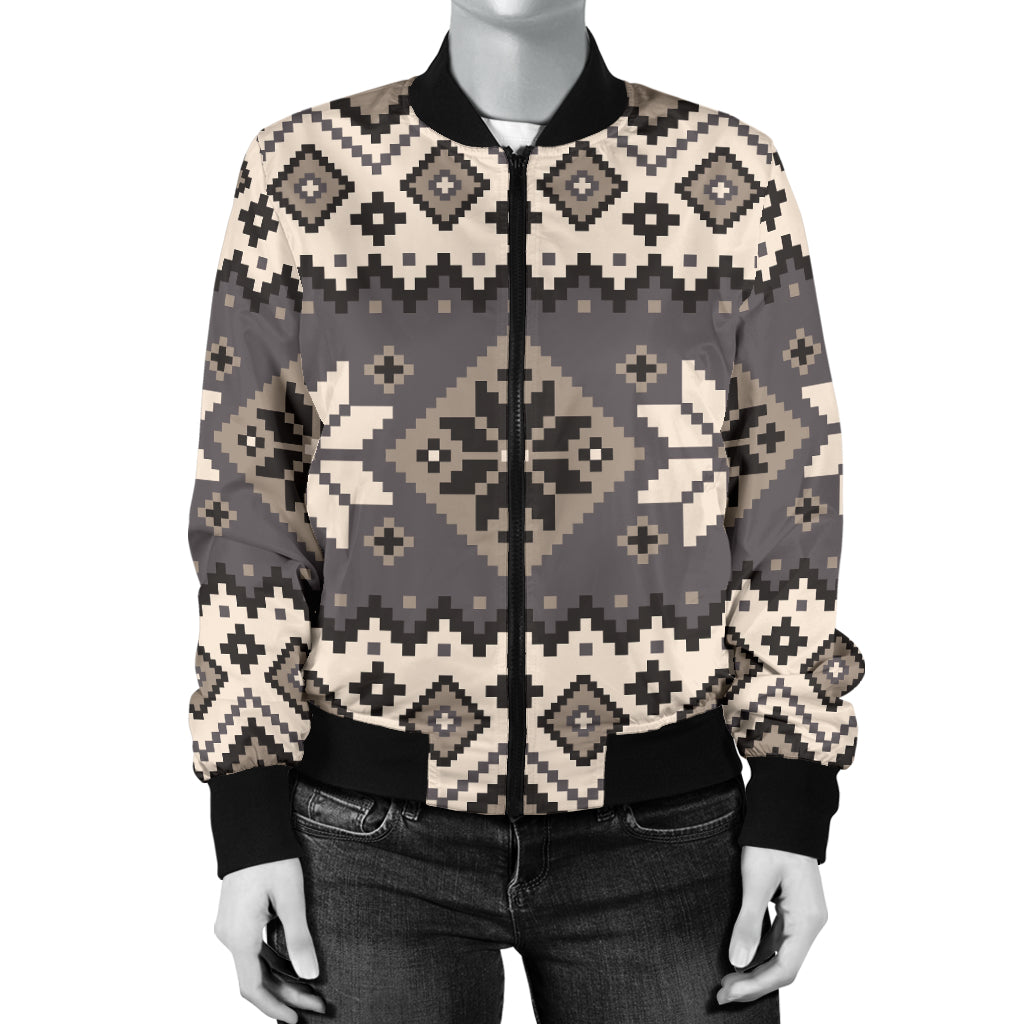 Nordic Pattern Print Design A01 Women's Bomber Jacket