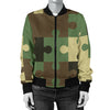 Puzzle Camo Pattern Print Design A03 Women's Bomber Jacket