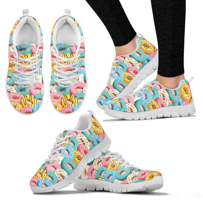 Donut Pattern Print Design DN01 Sneakers White Bottom Shoes