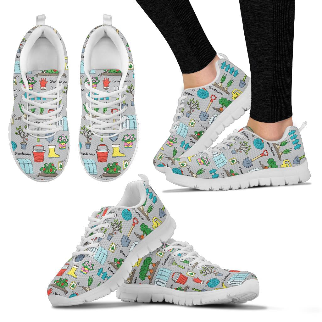 Gardening Pattern Print Design G07 Sneakers White Bottom Shoes