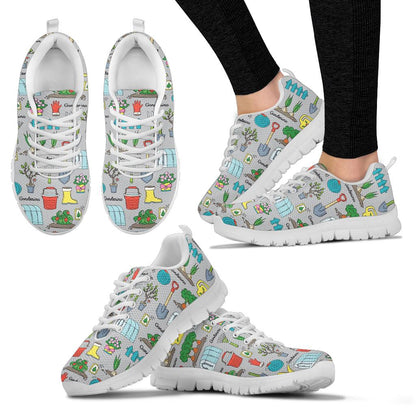 Gardening Pattern Print Design G07 Sneakers White Bottom Shoes
