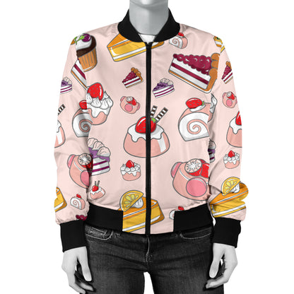 Cake Pattern Print Design 01 Women's Bomber Jacket