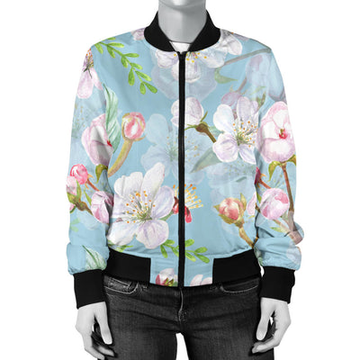 Apple blossom Pattern Print Design AB06 Women Bomber Jacket