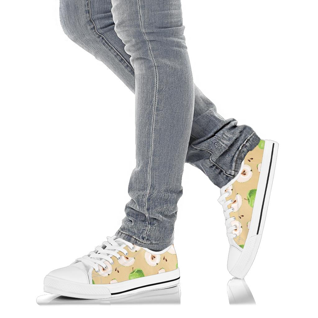 Apple Pattern Print Design AP07 White Bottom Low Top Shoes