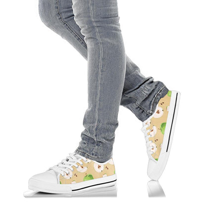 Apple Pattern Print Design AP07 White Bottom Low Top Shoes