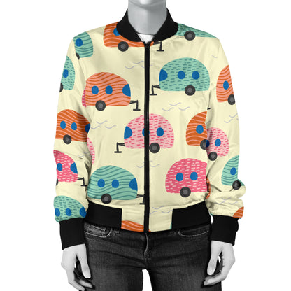Camper Pattern Print Design 06 Women's Bomber Jacket