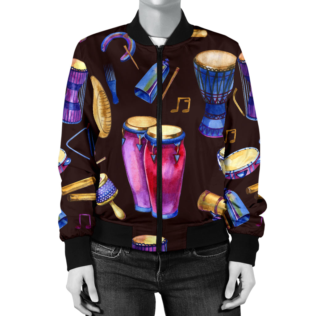 Percussion Neon Pattern Print Design 04 Women's Bomber Jacket