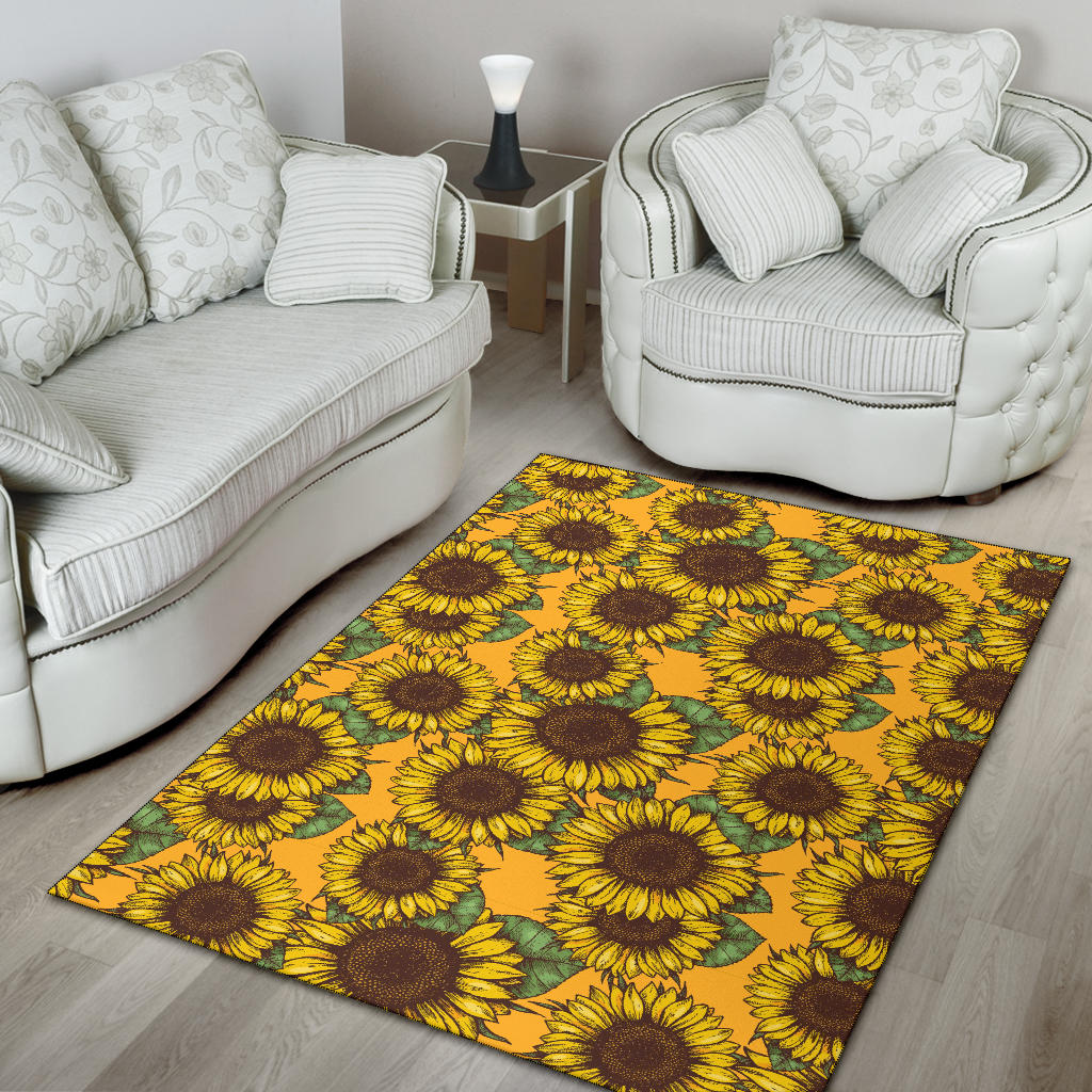 Sunflower Pattern Print Design SF04 Area Rugs