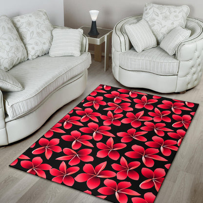 Red Plumeria Pattern Print Design PM025 Area Rugs