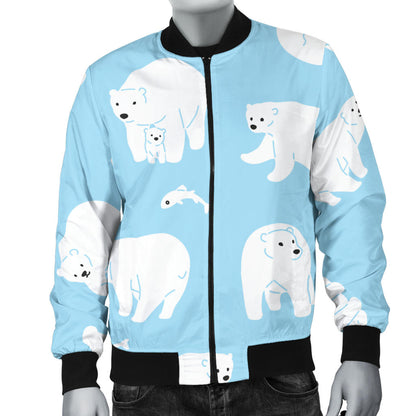 Polar Bear Pattern Print Design PB01 Men Bomber Jacket