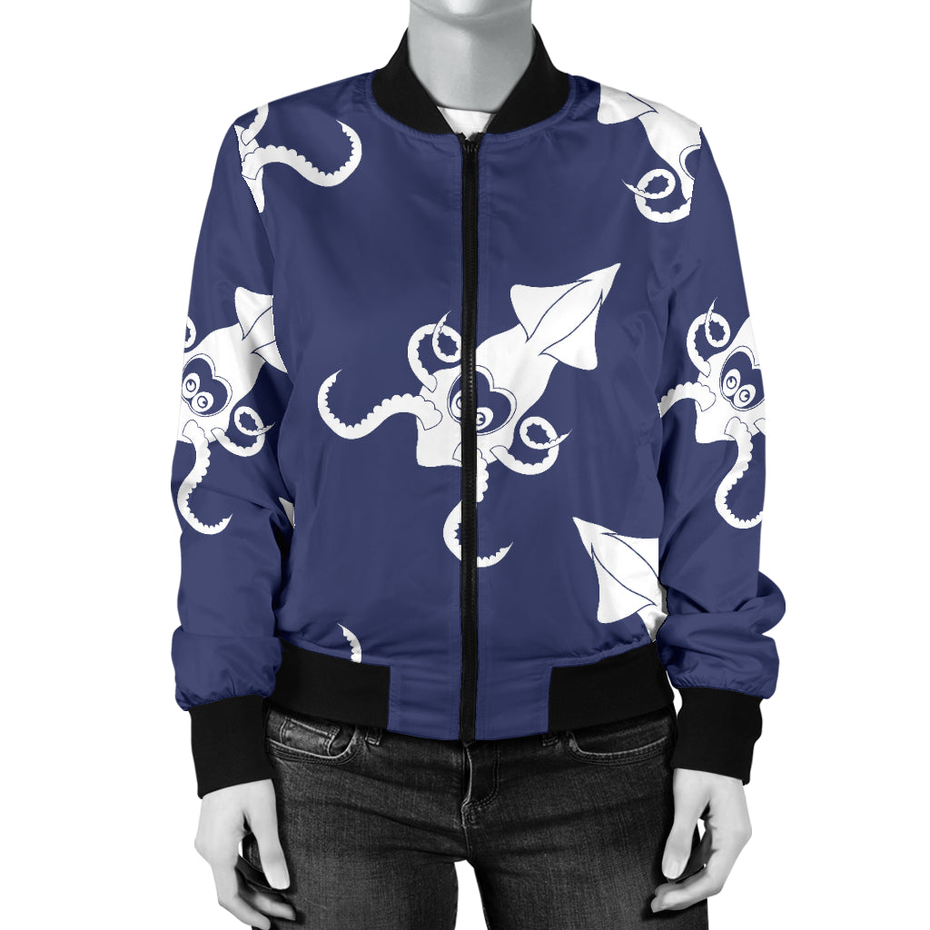Giant Squid Pattern Print Design 02 Women's Bomber Jacket