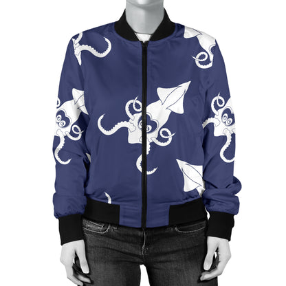 Giant Squid Pattern Print Design 02 Women's Bomber Jacket