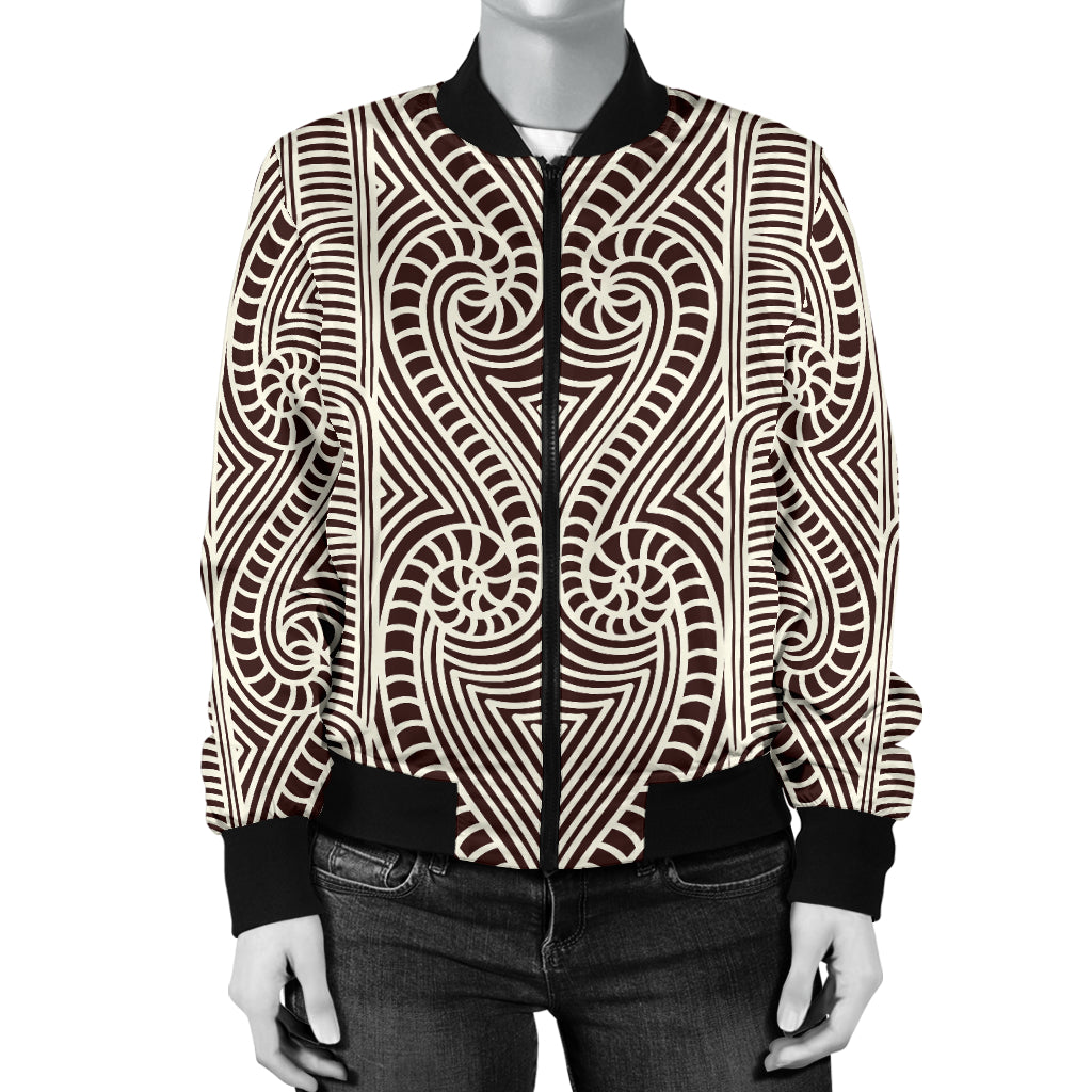 Maori Pattern Print Design 04 Women's Bomber Jacket