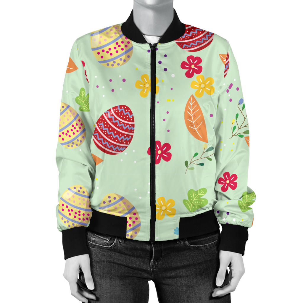 Easter Eggs Pattern Print Design RB07 Women Bomber Jacket