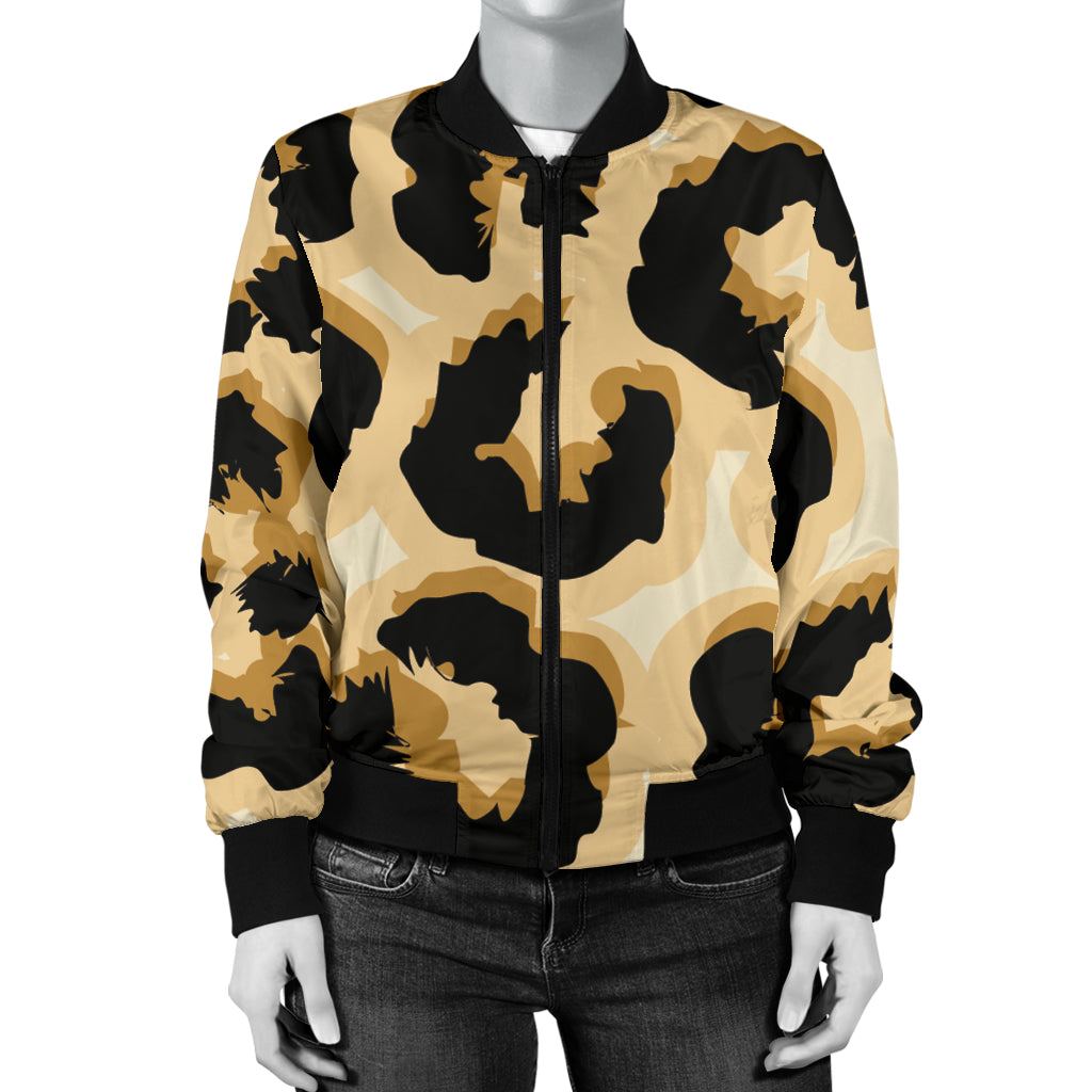 Jaguar Skin Pattern Print Design 02 Women's Bomber Jacket