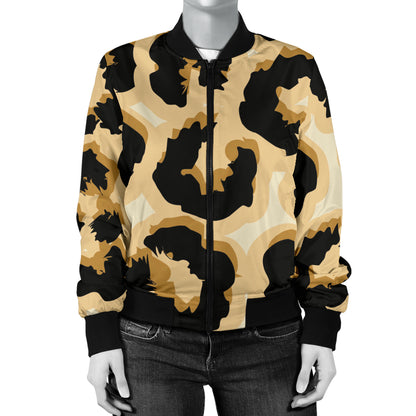 Jaguar Skin Pattern Print Design 02 Women's Bomber Jacket