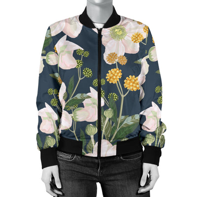 Anemone Pattern Print Design AM04 Women Bomber Jacket