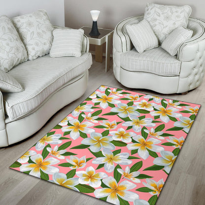 White Plumeria Pattern Print Design PM011 Area Rugs