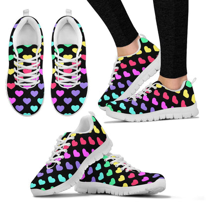 Heart Rainbow Pattern Print Design HE02 Sneakers White Bottom Shoes