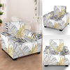 Gold Glitter Tropical Palm Leaves Armchair Slipcover