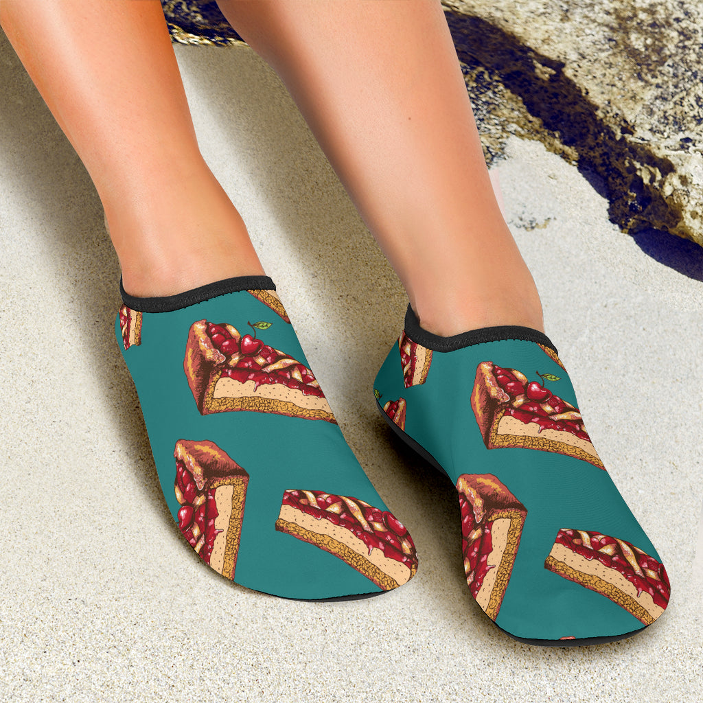 Cheesecake Cherry Pattern Print Design CK03 Aqua Water Shoes