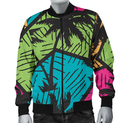 Palm Tree Pattern Print Design PT09 Men Bomber Jacket