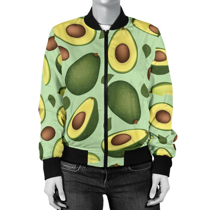 Avocado Pattern Print Design AC01 Women Bomber Jacket