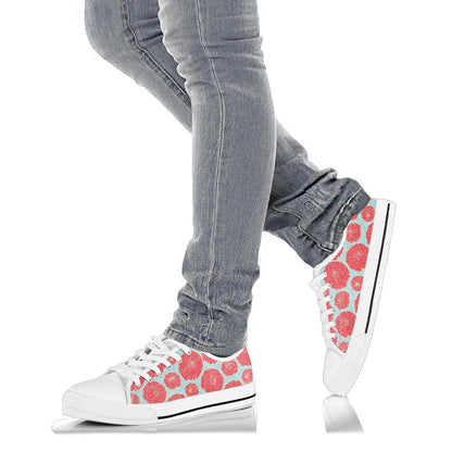 Marigold Pattern Print Design MR03 White Bottom Low Top Shoes