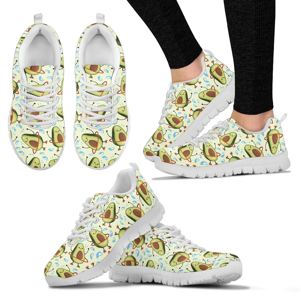 Avocado Pattern Print Design AC02 Sneakers White Bottom Shoes