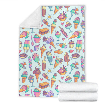 Ice Cream Pattern Print Design IC02 Fleece Blanket