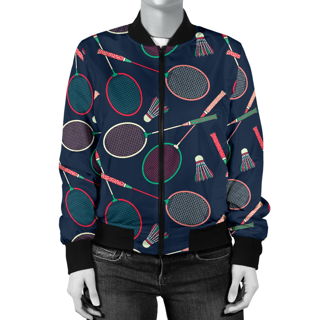 Badminton Pattern Print Design 03 Women's Bomber Jacket