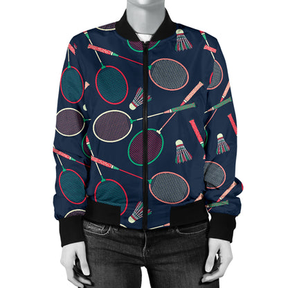 Badminton Pattern Print Design 03 Women's Bomber Jacket