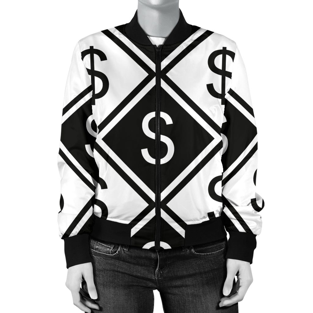 Money Pattern Print Design 04 Women's Bomber Jacket