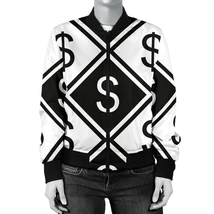 Money Pattern Print Design 04 Women's Bomber Jacket