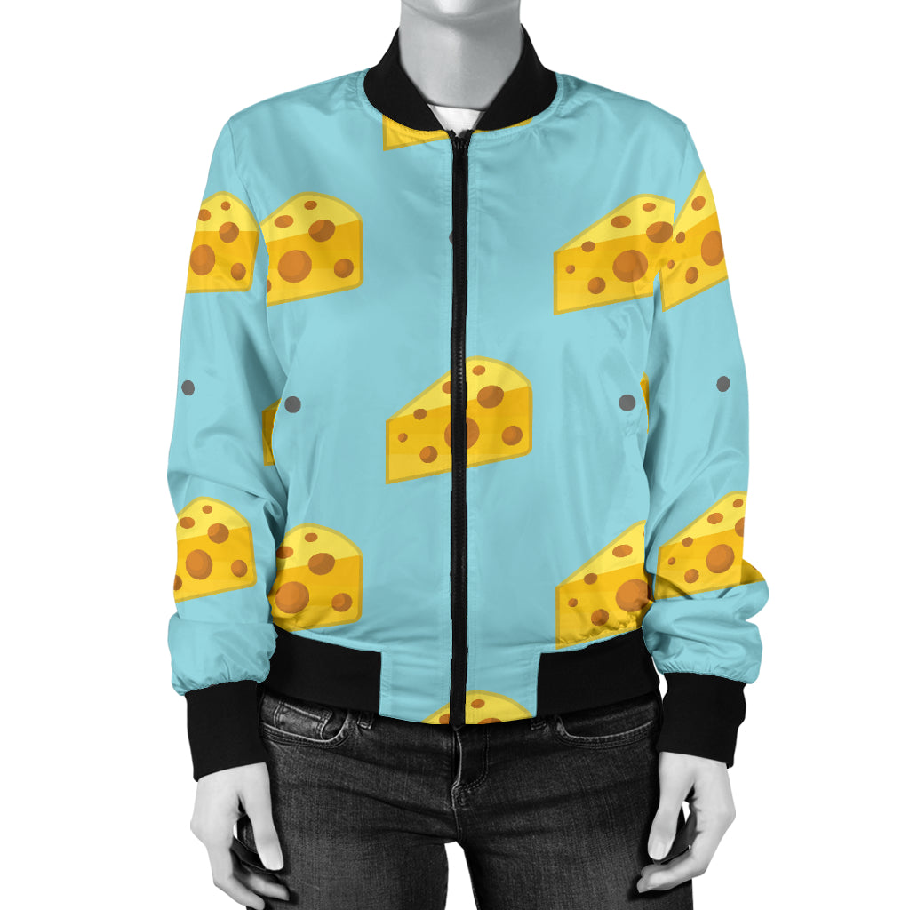Cheese Pattern Print Design 02 Women's Bomber Jacket