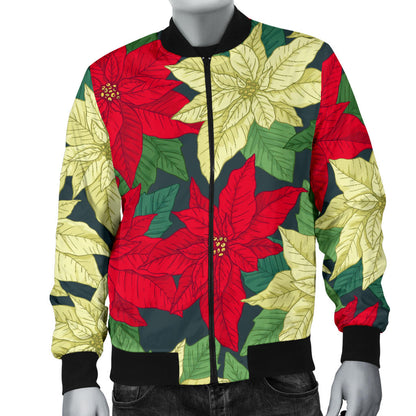 Poinsettia Pattern Print Design POT06 Men Bomber Jacket